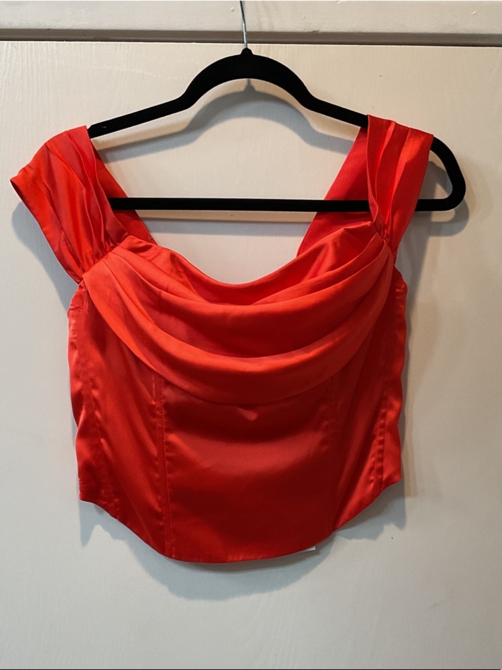 Lush Vibrant Orange Draped Satin Camisole